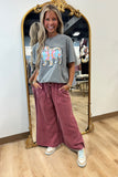 Mineral Washed Knit Crop Pant Raspberry