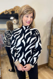 Charlie B Mock Neck All Over Jacquard Sweater Zebra