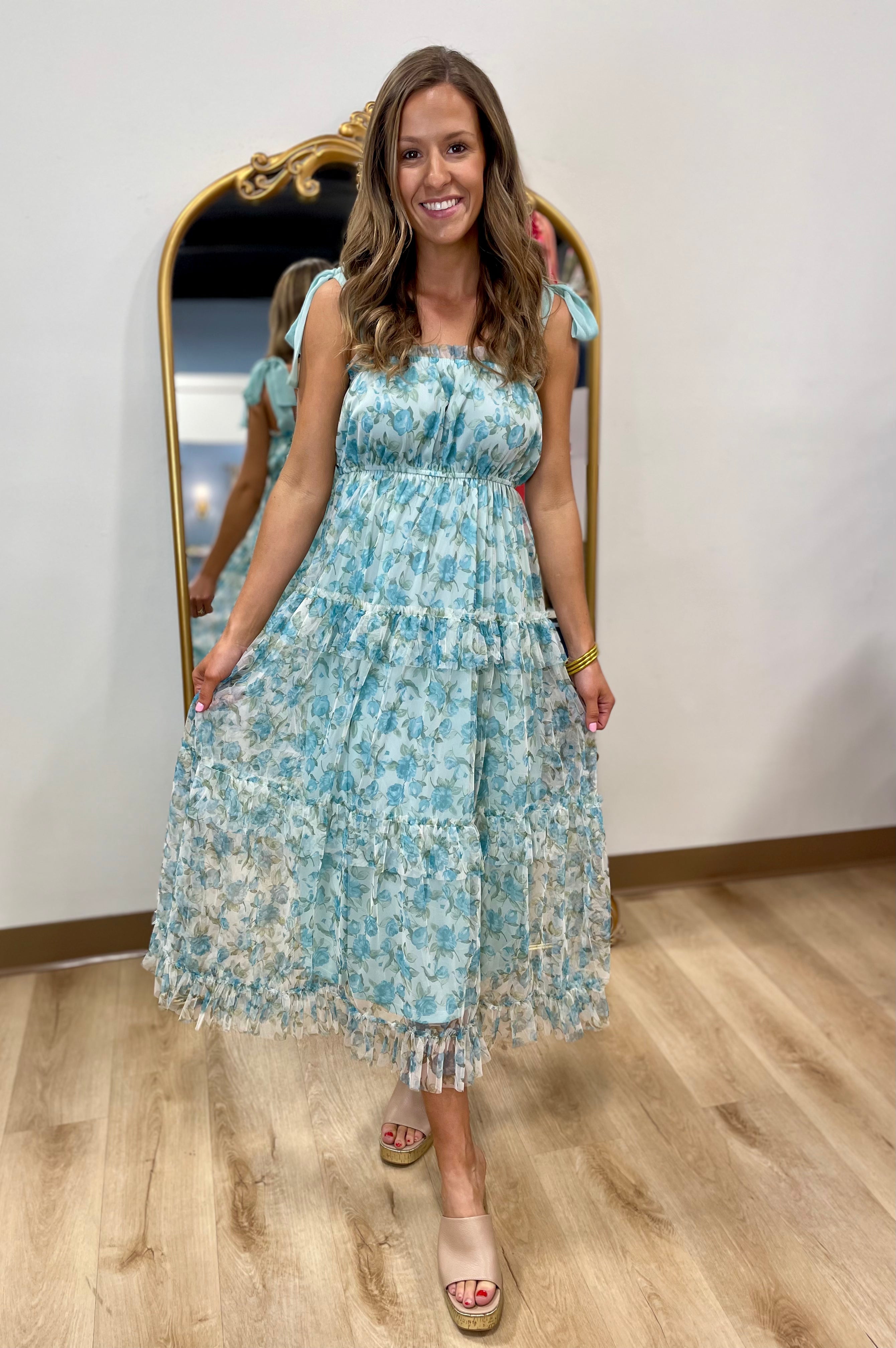 Floral Serenade Tiered Maxi Dress Sage