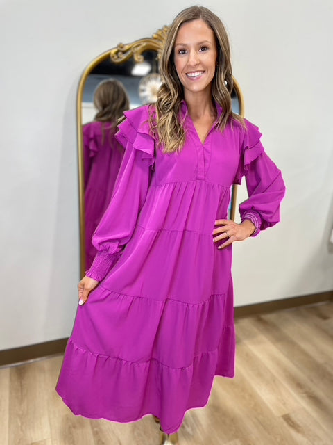 Magic in Magenta Tiered Dress