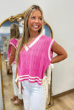 Galentine Sweater Vest w Bows Pink
