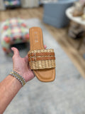 Braided Double Buckle Slide Camel