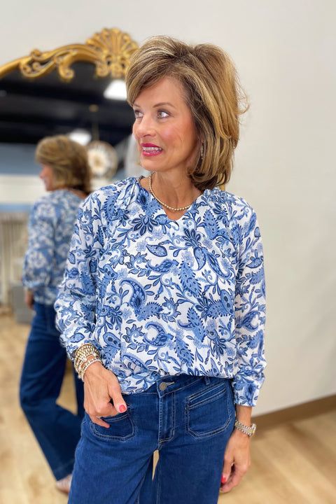 Charlie B Popover Blouse Azure