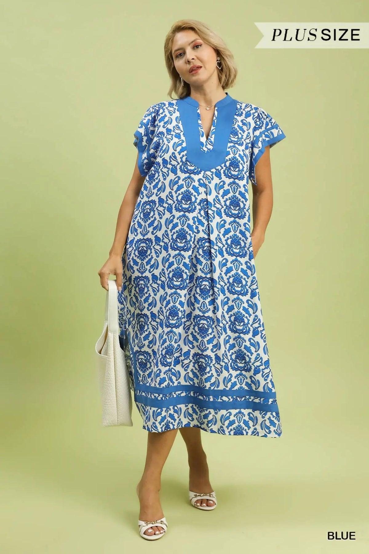 Umgee Abstract Paisley Dress Blue