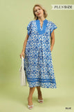 Umgee Abstract Paisley Dress Blue