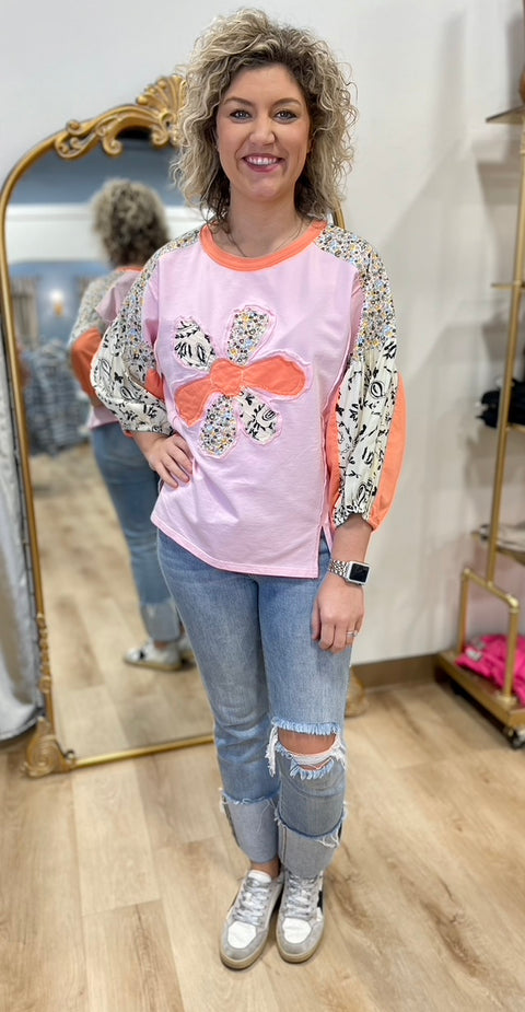 Dear Daisy Color Block Tee Pink