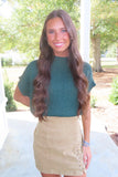 Harvest Time Mock Neck SS Sweater Top Emerald