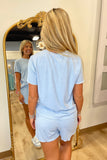Sky Blue Ribbed Short Set