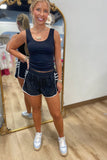 Prissy Pleated Side Short Black
