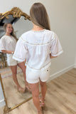 Dear John Jada Embroidered Trim Top White