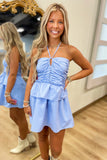 Buddy Love Remi Halter Dress Romper Light Blue