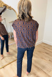 Umgee Velvet Damask Top Rust