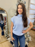Boutique Basics Mock Neck Vest Baby Blue