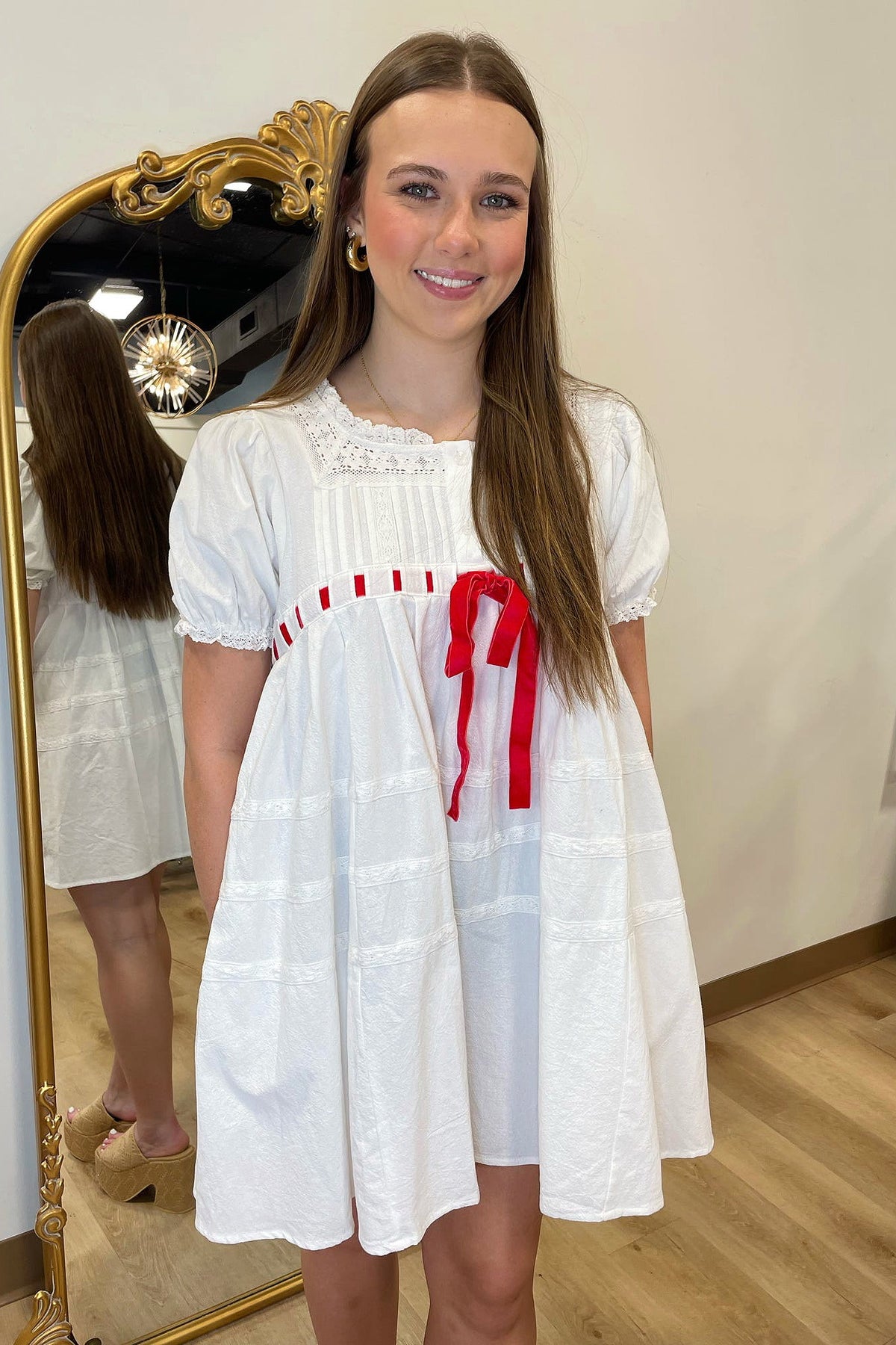 LIBERTY BOW DRESS WHITE