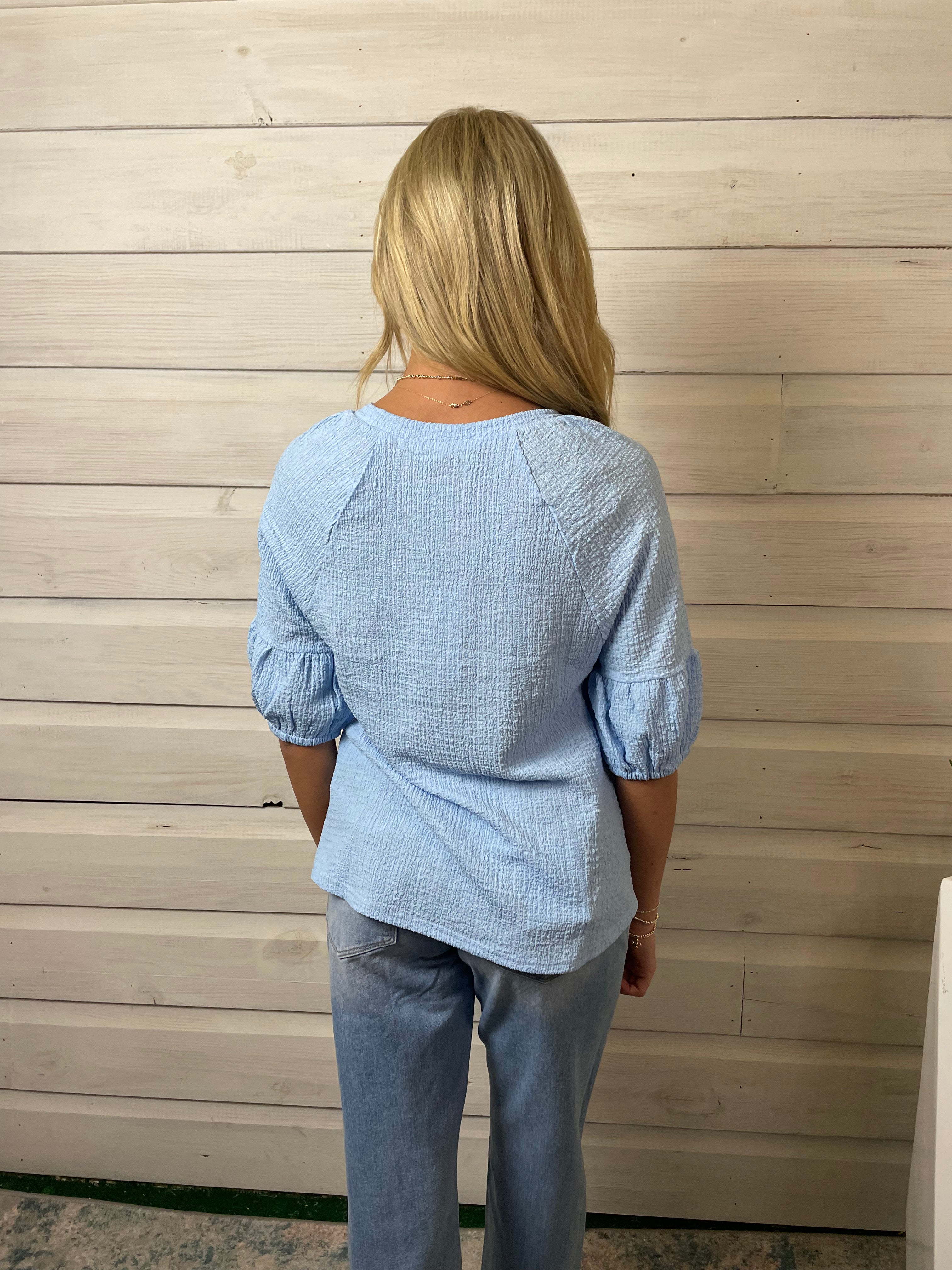 Ocean Springs Textured SS Top Blue