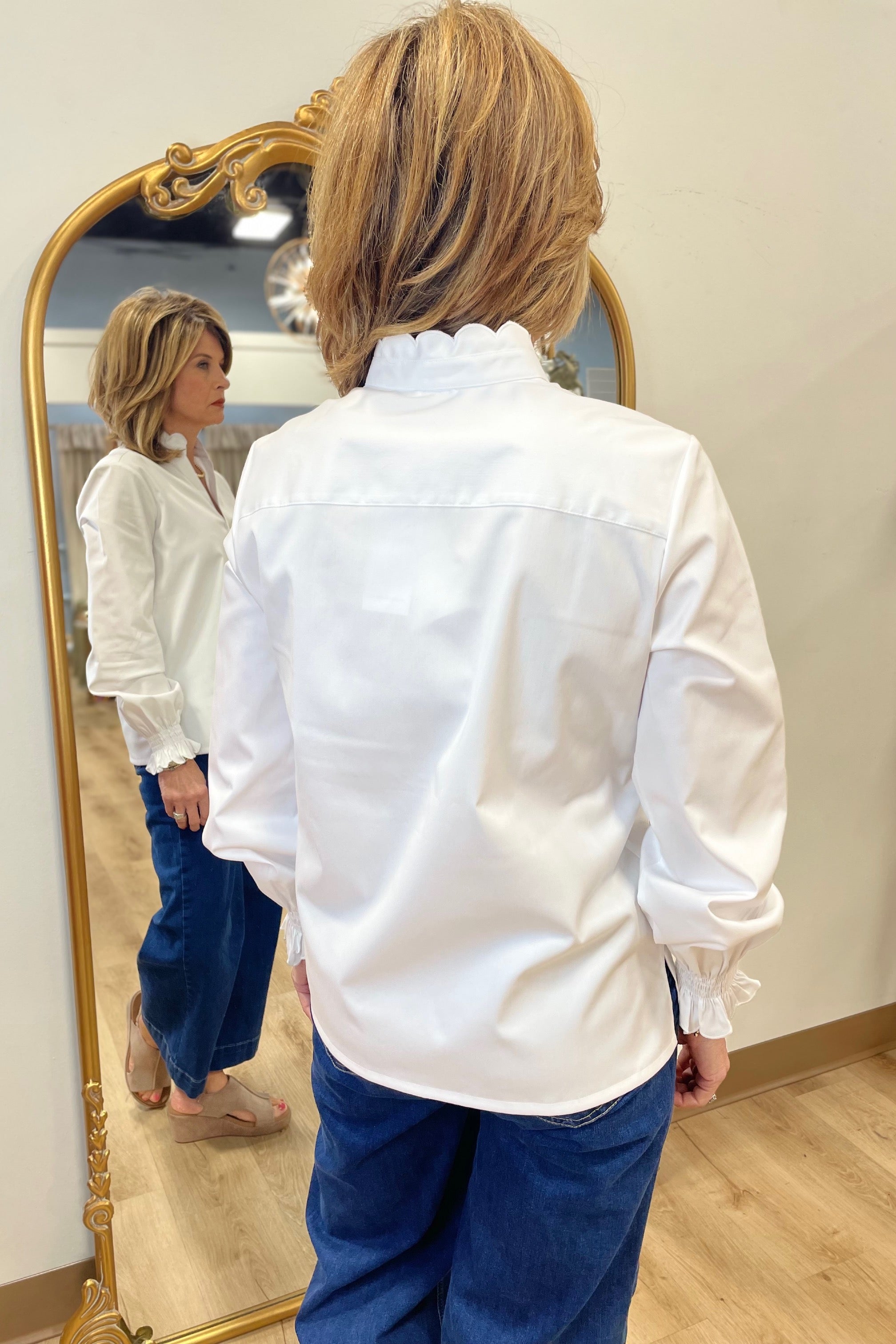 Foxcroft  Elora No Iron Stretch Matte Sateen Shirt White