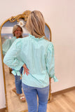 Pearl Bling Seersucker Top Mint