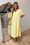 Umgee Gingham Gables Midi Dress Yellow