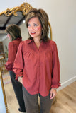 Umgee Wide Open Collar Top Terracotta