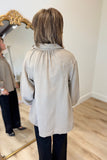 Umgee Raw Edge Trimmed Blouse Mocha