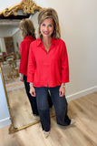 Boho Chic Split Neck Blouse Red