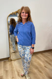 Charlie B Printed Crinkle Bengaline Pant Coastal