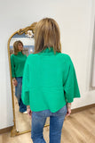 APNY Funnel Neck Sweater w Patch Pockets Emerald