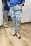 Charlie B Printed Crinkle Bengaline Pant Coastal