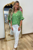 Sweet Spot V Neck Top Green