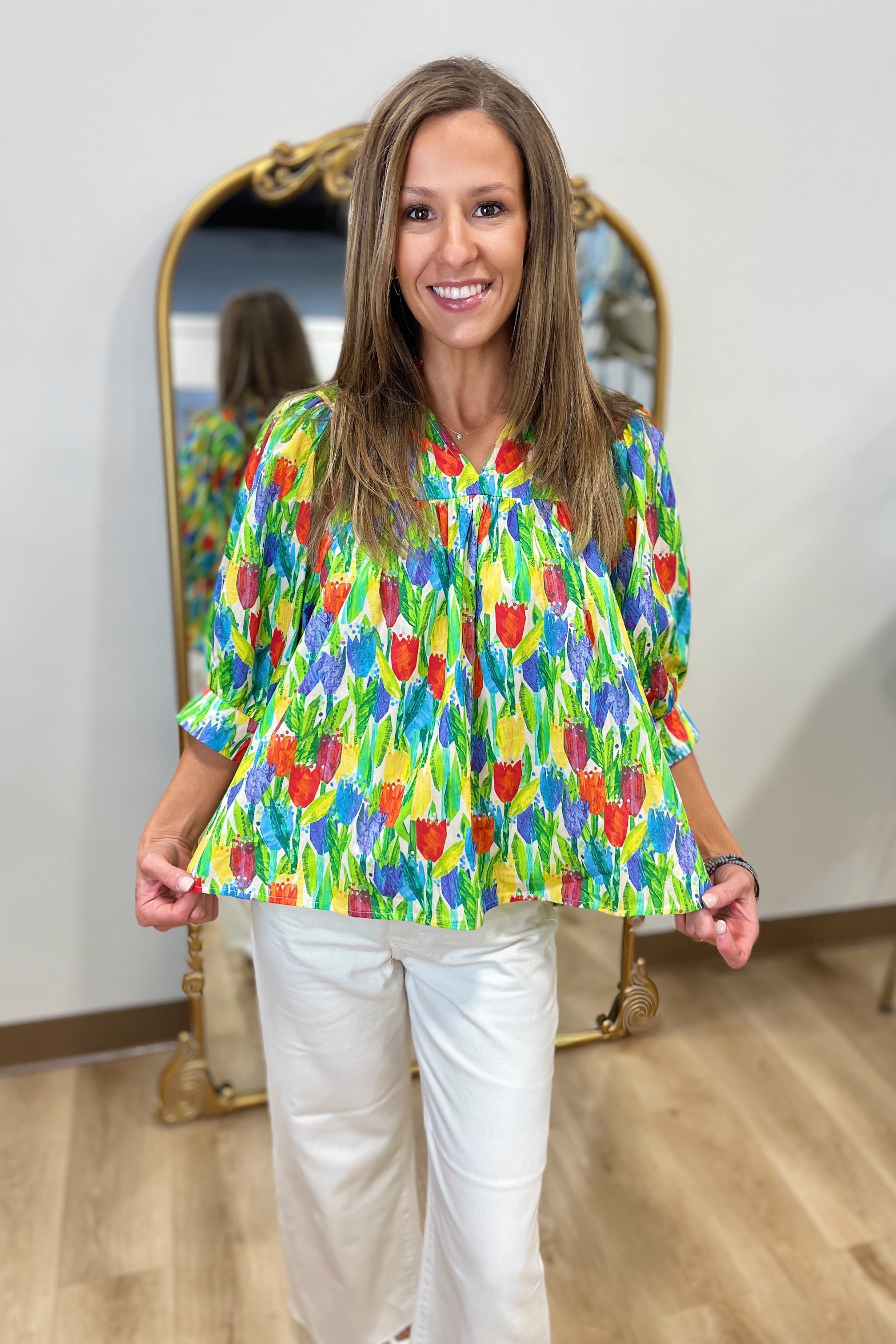 Tiptoe in Tulips Top Multi