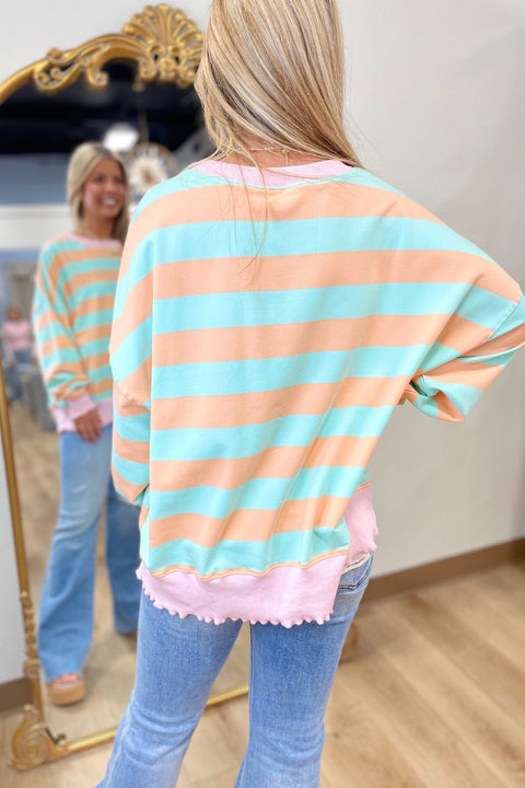 Better Together Striped Pullover Mint/Orange
