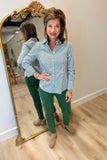 Renuar Long Sleeve Stripe Blouse Olive