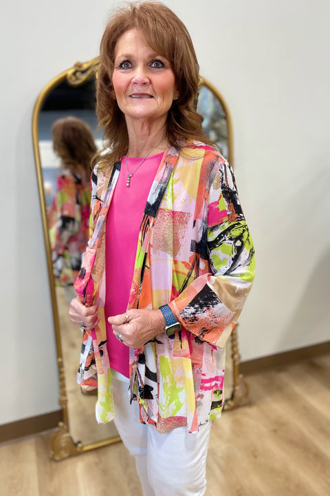 Multiples Drapey Open Front Jacket Multi