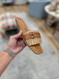 Braided Double Buckle Slide Camel