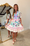 Umgee Floral Tiered Dress Cream