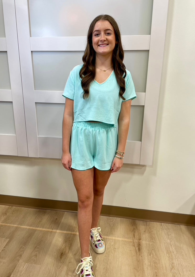 Malibu Crop 2 Piece Short Set Mint