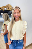 Vicki Lace Ruffle Sweater Tank Cream