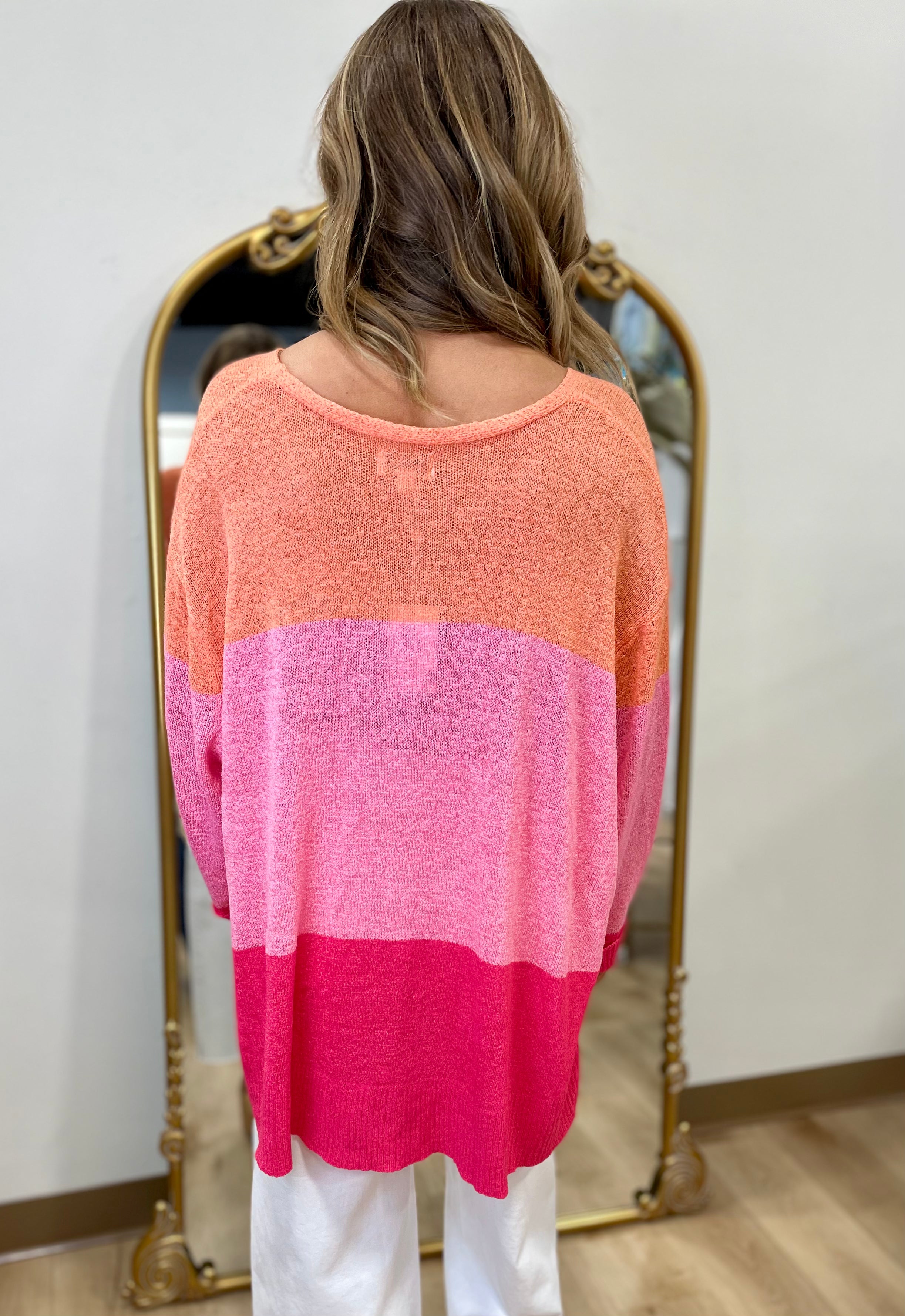 Mudpie Antoni Striped Sweater Pink