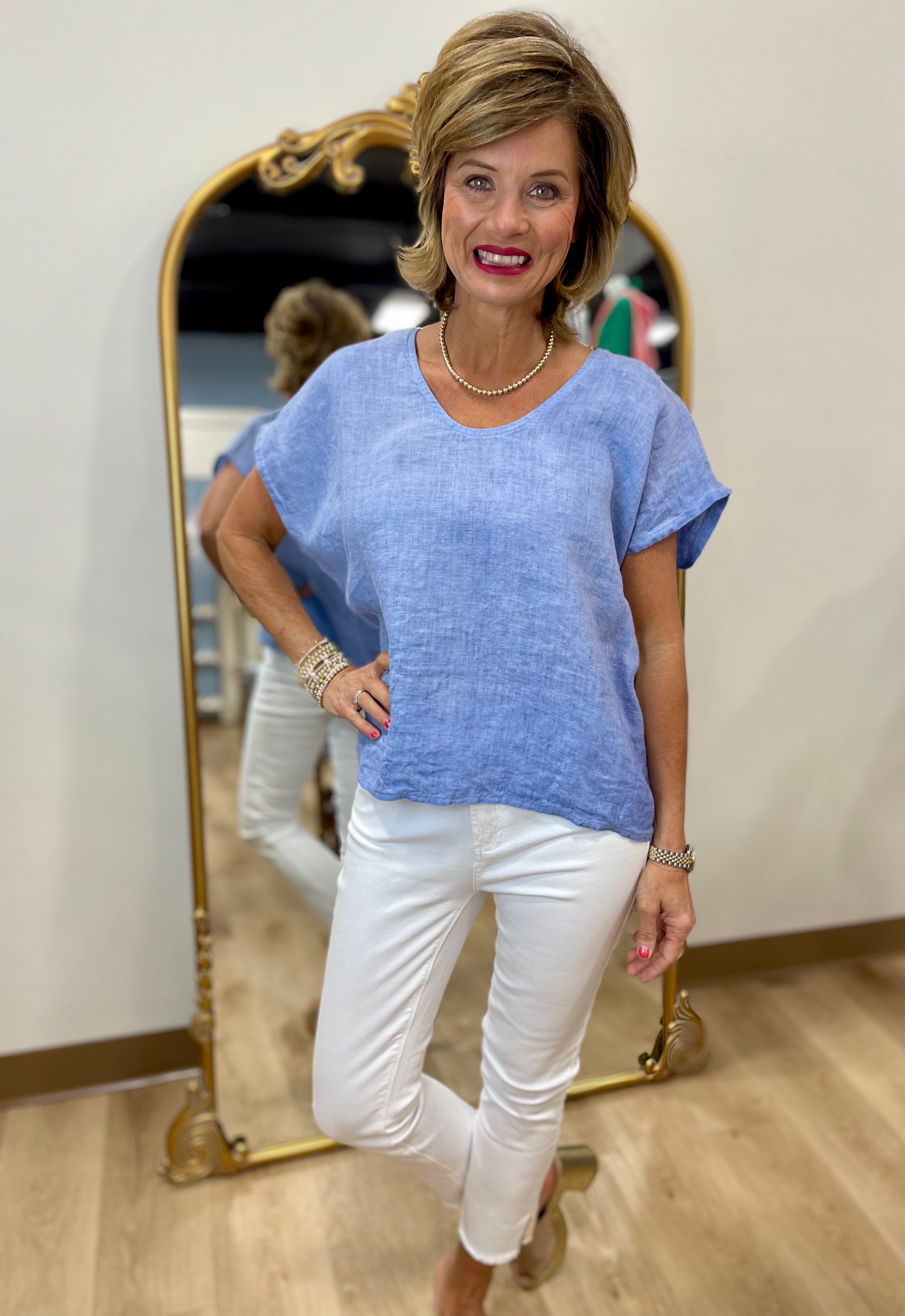 Tempo Paris Basic Linen Top Denim