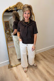 Charlie B Short Sleeve Crew Sweater Coffee