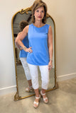 Multiples High Neck Tank Top French Blue