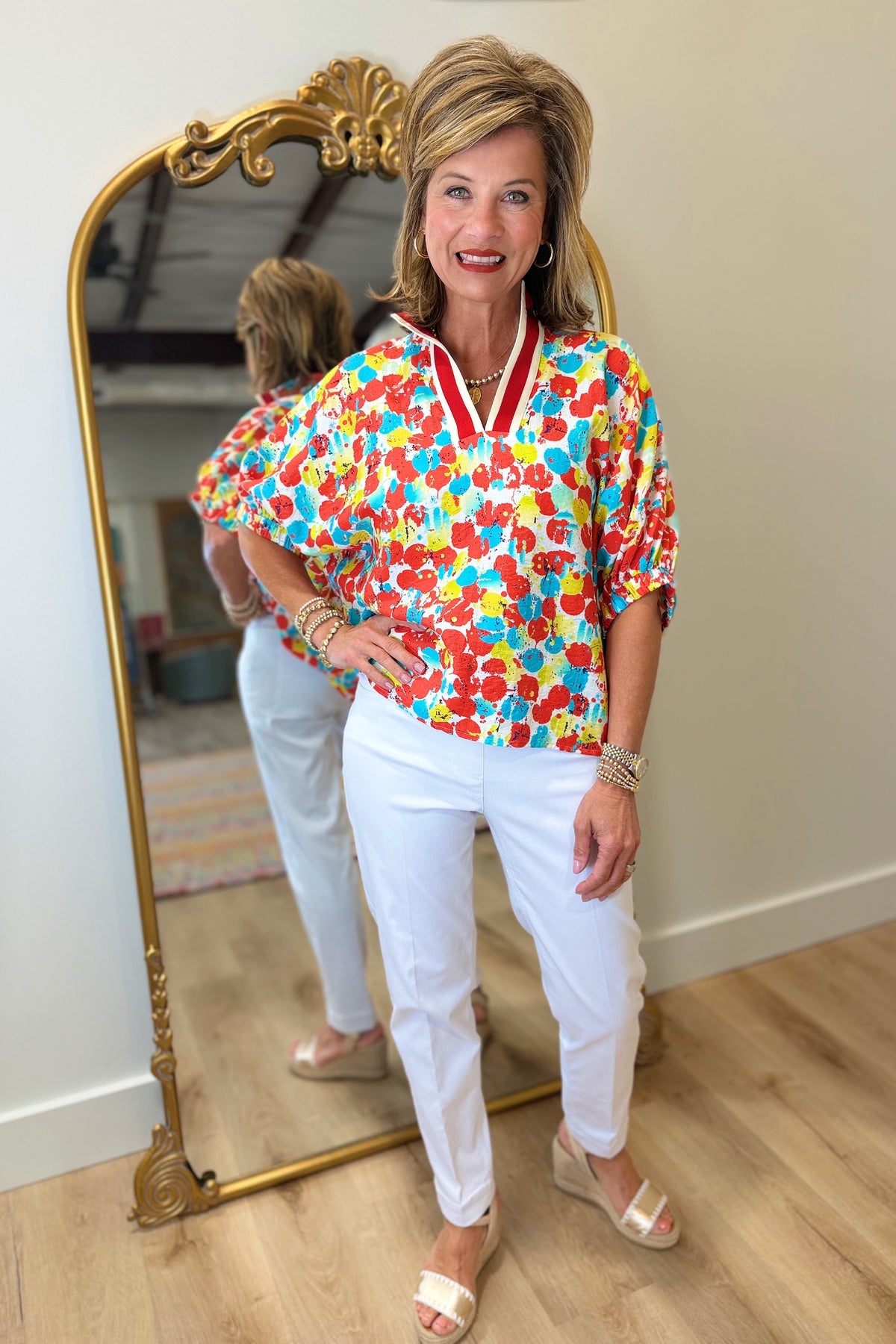 Color Burst Top Coral