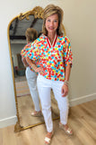 Color Burst Top Coral