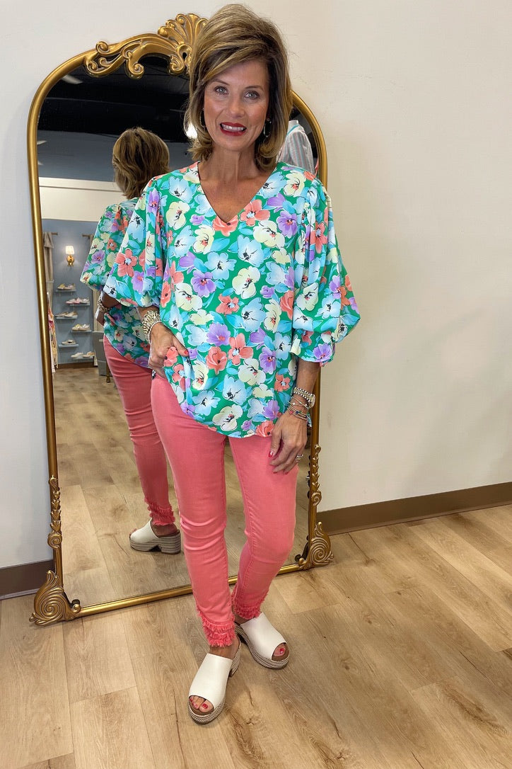 Pastel Floral Muse Top Mint