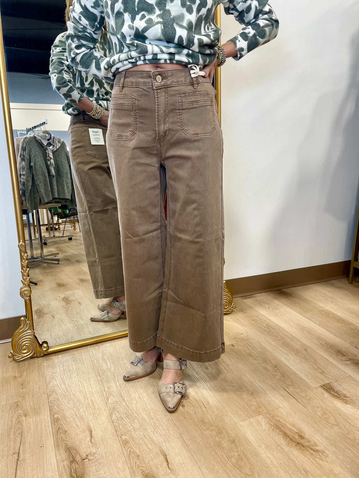Charlie B Patch Pocket Flare Pant Truffle