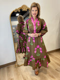 Umgee Floral Midi Dress Brown