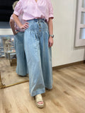 Wide Leg Pleat Detail Jeans Light