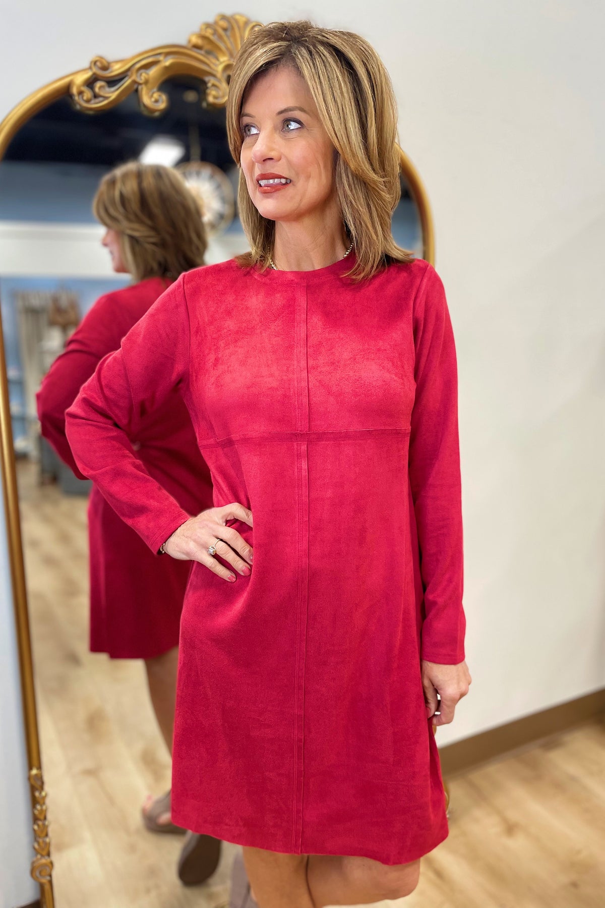 Joh Aurora Round Neck Dress Scarlet