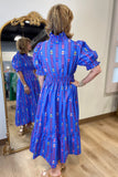 Umgee Puff Sleeve Dress Blue