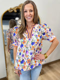 Flower Full Blouse Orange